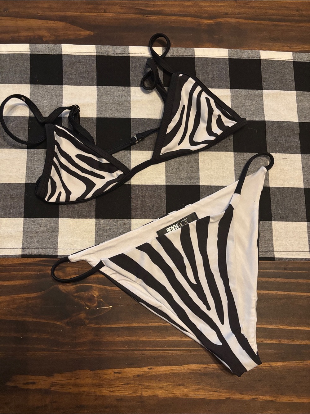 Beach riot Kim zebra bikini top small bottoms medium